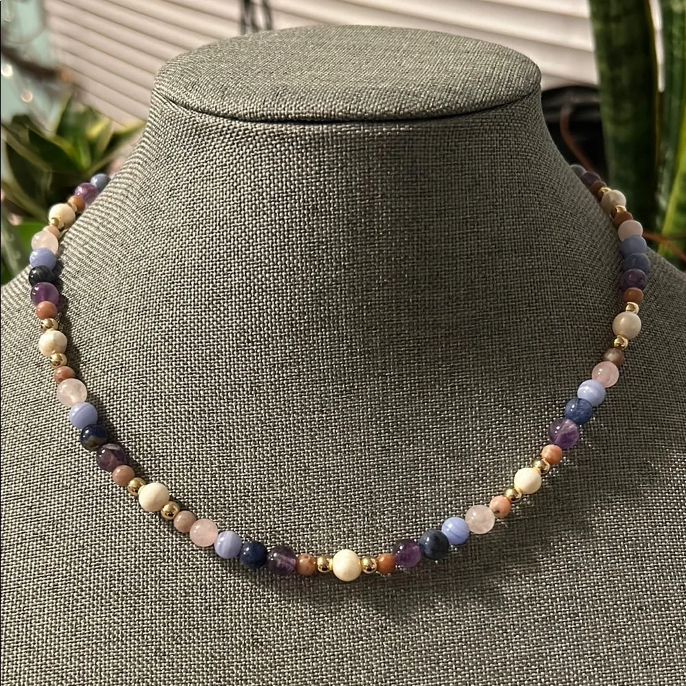 ✨ Handmade Freshwater Pearl + Amethyst + Rose Quartz + Agate Beaded Necklace